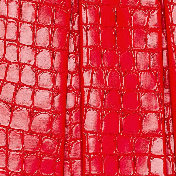 ALICE + OLIVIA Emilie Croc Embossed Faux Leather Pleated Mini SKirt - Picture 9 of 14